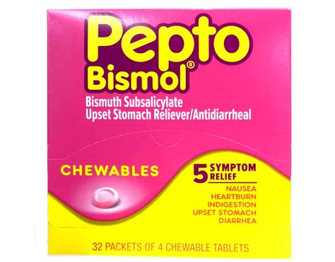 Pepto Bismol Chewables, Upset Stomach Relief, Bismuth Subsalicylate