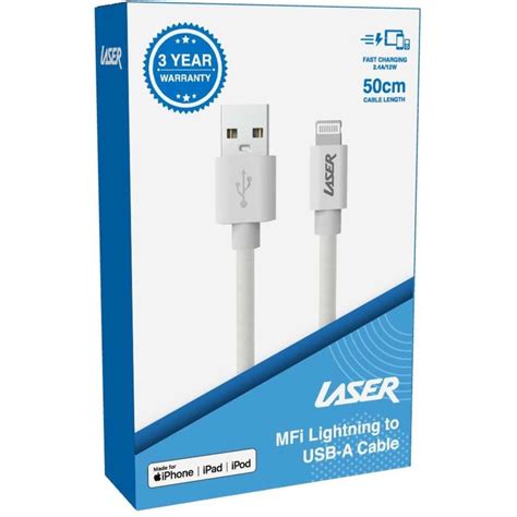 Laser MFi Lightning to USB-A Cable - White | Woolworths