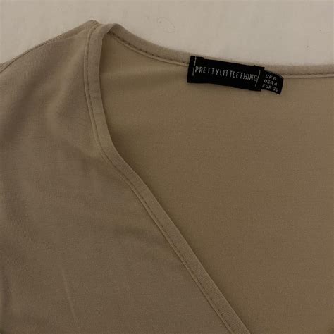 PLT Nude V Neck Bodysuit Only Worn Once Very Depop