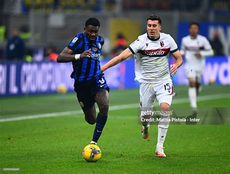 marcus thuram  fc internazionale competes   ball  nicolo