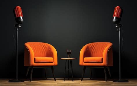premium ai image  chairs  microphones   interview