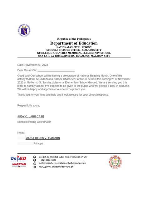 Letter of Request For Trophy | PDF