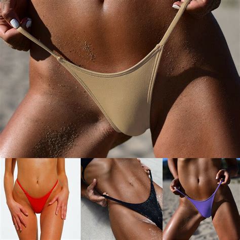Women Bikini G String Solid Color Brazilian Bottoms Swimming Suit Underpants Beachwear Beach