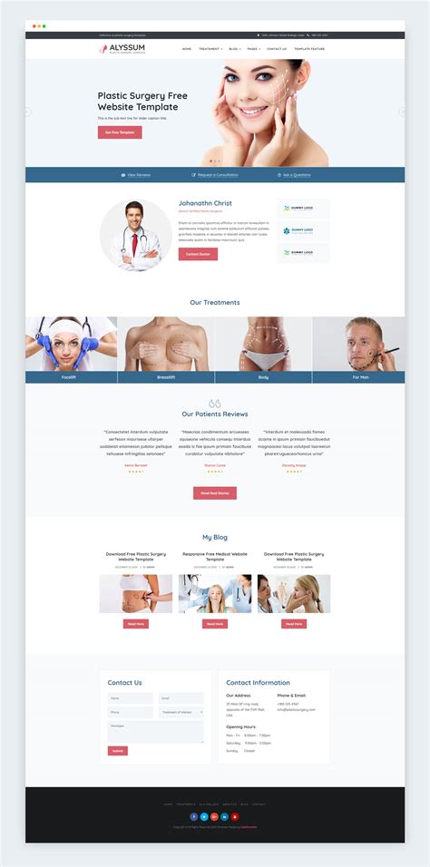 Skin Surgery Website Responsive Web Design Template on Behance
