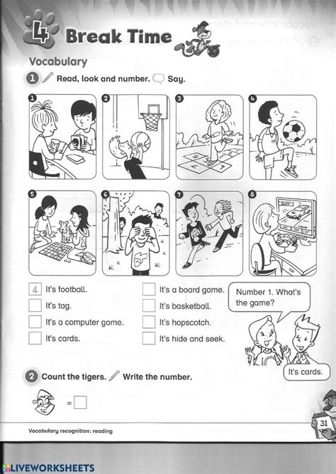 Tiger 2 Unit 4 Vocabulary Story Online Exercise For Live Worksheets