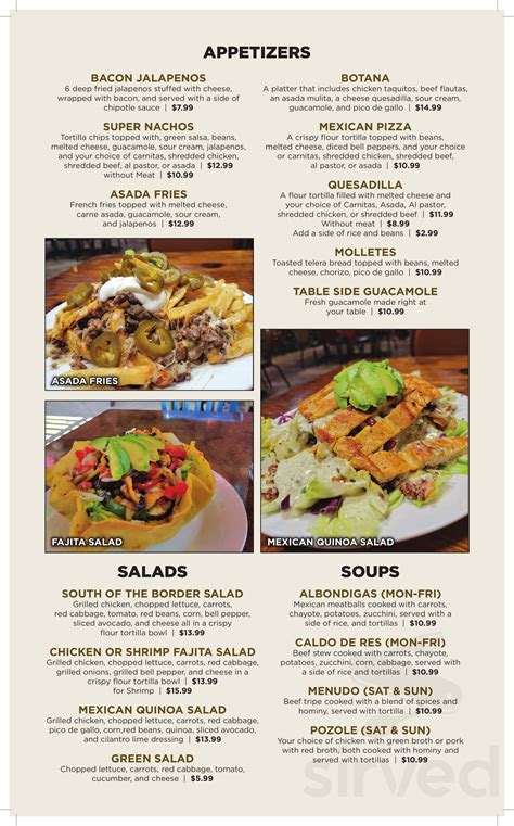 Mi Cocina Mexican Grill menu in La Verne, California, USA