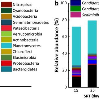 Microbial community at the phylum (a) and genus level (b). Only genera ... 