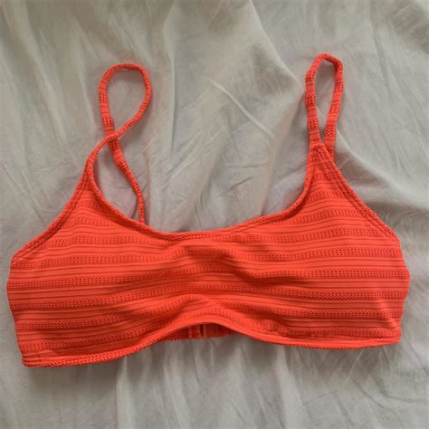 Bright Coral Pink Orange Bikini Top Size 8 Brand New Depop