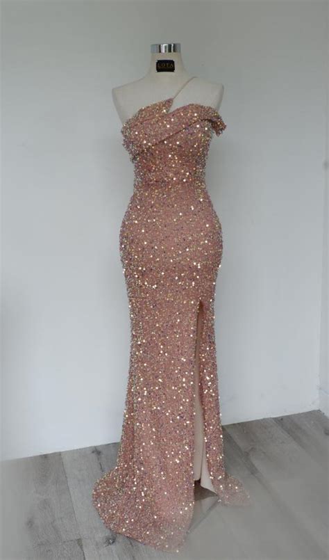 Rose Gold Sequin One Shoulder Lota