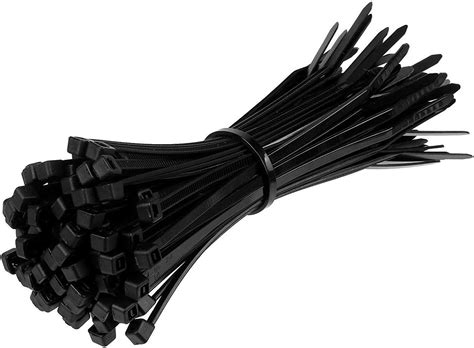 100 Pack Of Black Cable Ties 200mm X 48mm 8 Inch Premium Nylon
