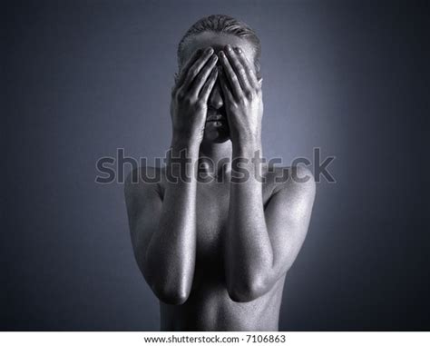 Elegant Bodyart Nude Woman Silver Makeup Stock Photo 7106863 Shutterstock