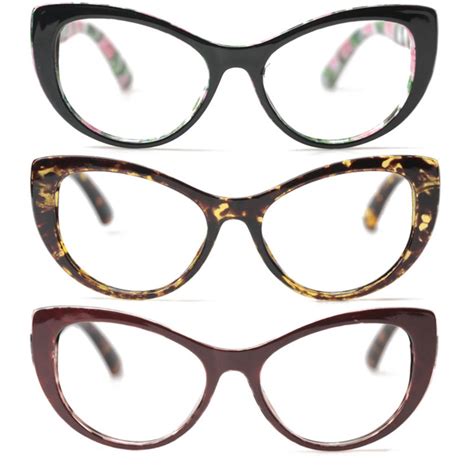 Soolala Cat Eye Reading Glasses Women Men Floral Printed Prescription