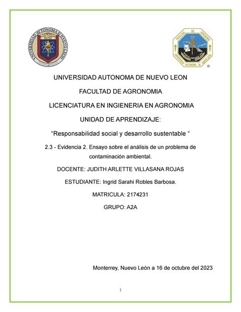 2 Responsabilidad Social Y Desarrollo Sustentable Universidad Autonoma De Nuevo Leon