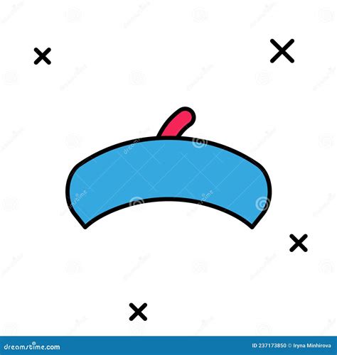 Icono De Boina Francesa De Esquema Relleno Aislado En Fondo Blanco