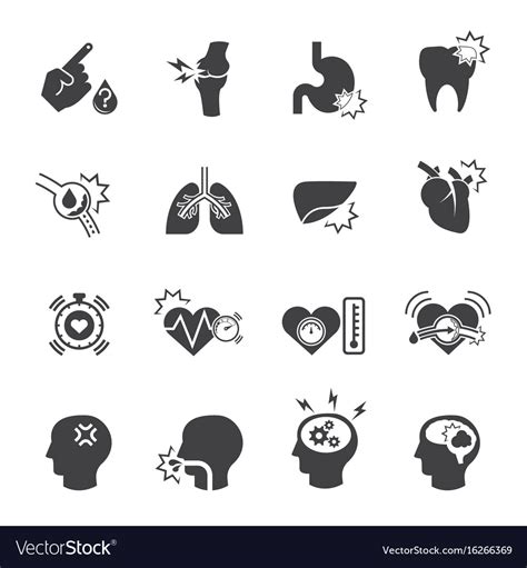 Medical Icon Set Pain And Symptom Royalty Free Vector Image