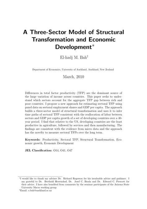 PDF A Three Sector Model Of Structural Transformation And Economic