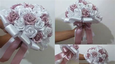 Buque De Rosas De Cetim - ⭐Buquê de noiva com rosas de fita de cetim 👰 - YouTube