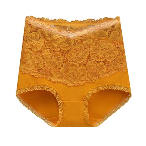 Yuhangmm High Waist Panties For Women Lace Sexy Plus Size Lift Seamless Briefs Satin Lingerie