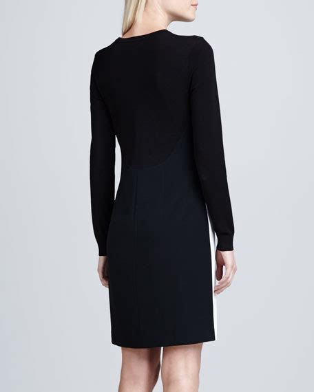 Dkny Long Sleeve Colorblock Knit Dress