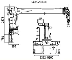 Kg Telescopic Cargo Crane Truck Mounted Crane Kg