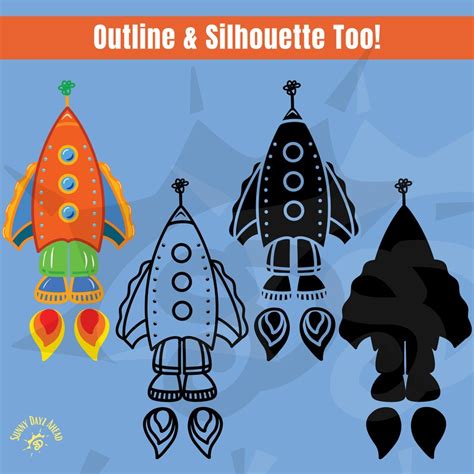 Rocket Space Clipart, Cute Outer Space Clip Art Layered SVG ...