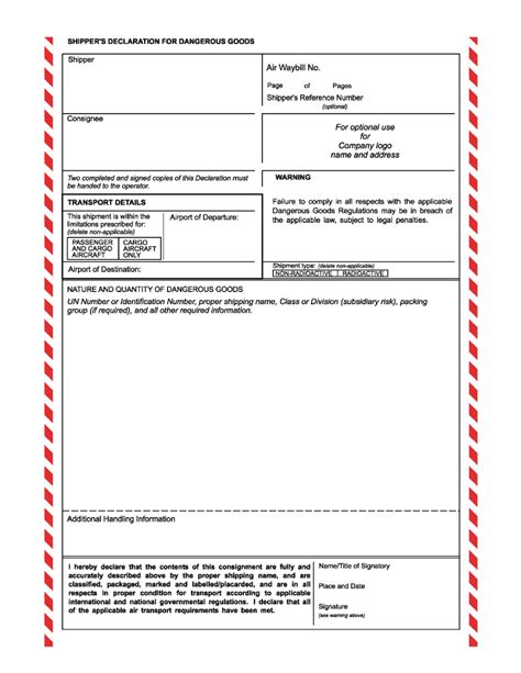 Iata Shippers Declaration Imdg Code Compliance Centre