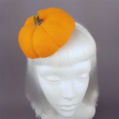 Autumnal Orange Halloween Pumpkin Hat Pearls And Swine