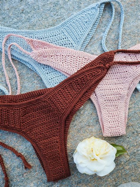 HANDMADE CROCHET BIKINI Set In 100 Cotton Custom Made Summer Swimwear Beachwear Swimsuit