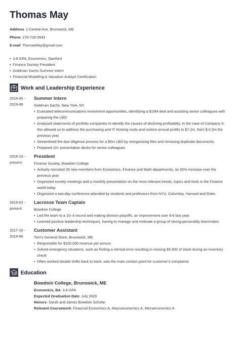 investment banking resume template examples