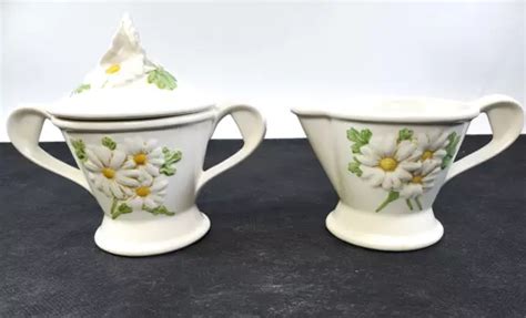 VINTAGE SET 2 Metlox Poppytrail Sculptured Daisy Creamer Sugar Bowl