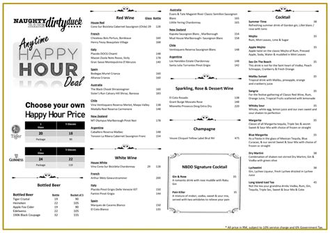 Naughty Babe Dirty Duck Menu Malaysia Prices Promos