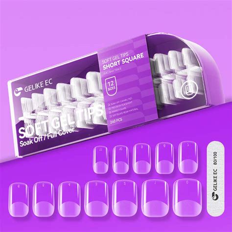 Gelike Ec Pcs Short Square Nail Extension Tips Soft Gel Gel X Nail