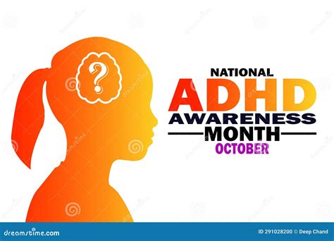 National ADHD Awareness Month October Vector Illustration Stock