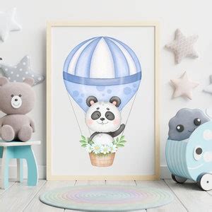 Cute Panda And Hot Air Balloon Watercolor Clipart Sweet Dreams Clip Art Instant Digital