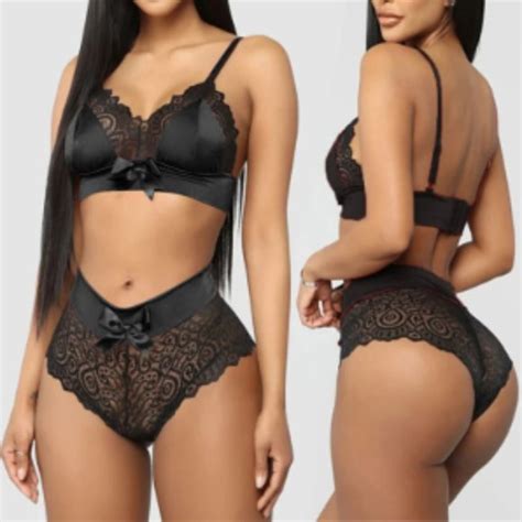 Mother Hustler Intimates Sleepwear Black Seamless Bra Lace Bow Lingerie Set Poshmark