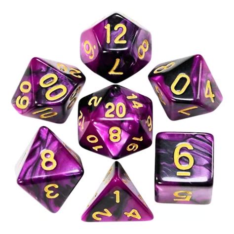 Conjunto Dados Rpg Mesa C Roxo Perolado D D Bolsinha Cor Roxo