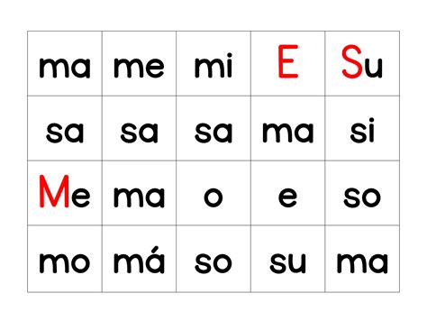 ARMAR PALABRAS CON SILABAS M Y S POR ALUMNO | PDF