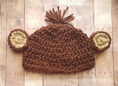 Newborn Baby Monkey Hat Toddler Monkey Beanie Crochet Animal Etsy