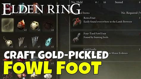 Elden Ring How To Craft Gold Pickled Fowl Foot YouTube