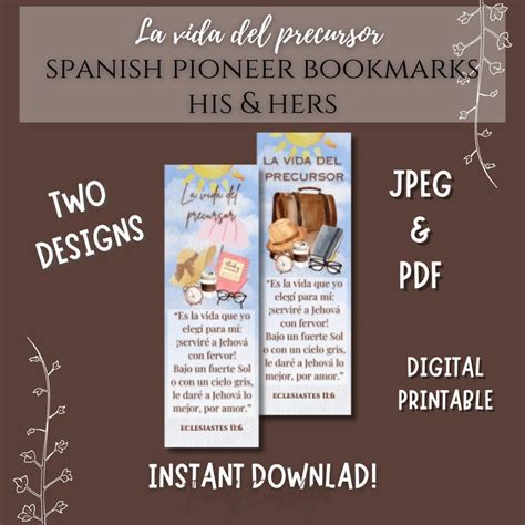 Jw Spanish Pioneer Bookmarks Descarga Digital La Vida Del Precursor