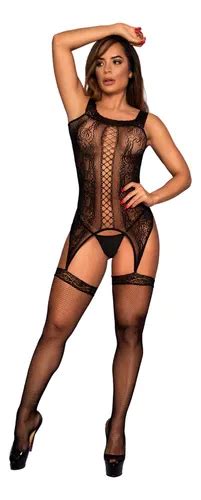 Conjunto Lingerie Sexy Macac O Sensual Meia Arrast O Parcelamento Sem Juros