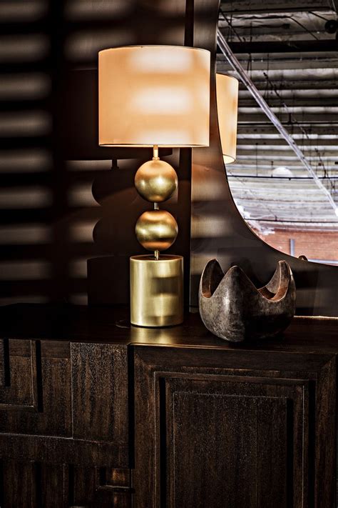 Noir Tulum Metal Table Lamp With Shade Antique Brass