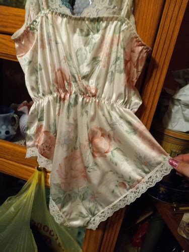 Vintage Shiny Glossy Satin Floral Teddy Bodysuit Lingerie Babydoll Size