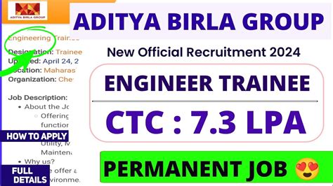 ADITYA BIRLA GROUP Is Hiring 2024 Engineer Trainee Freshers CTC 7