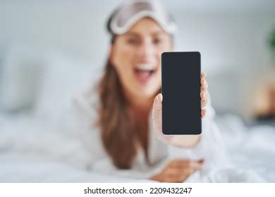 Brunette Sexy Girl On Bed Phone Stock Photo Shutterstock