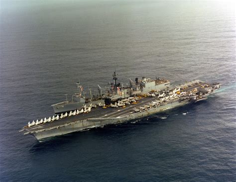 An Aerial Port Bow View Of The Aircraft Carrier Uss Midway Cv And