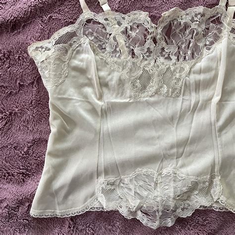 Vintage Cream Lace Cami Lingerie Vintage Depop