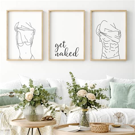 Get Naked Sign Print Set Get Naked Wall Art Poster Bathroom Etsy