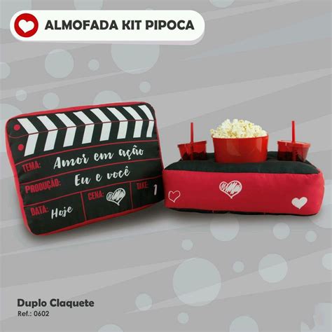 Almofada Porta Pipoca Casal Cinema Copos Balde Elo