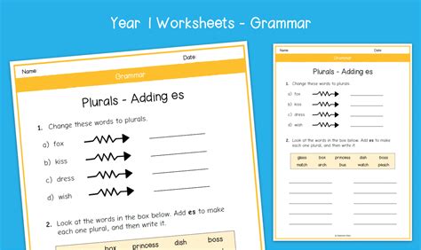 Year 1 Plurals Adding Es Worksheets Ks1 Grammar Primary English